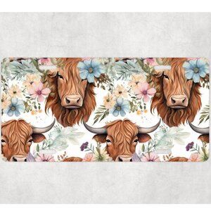 Highland Cow Car Tag Custom Vehicle License Plate